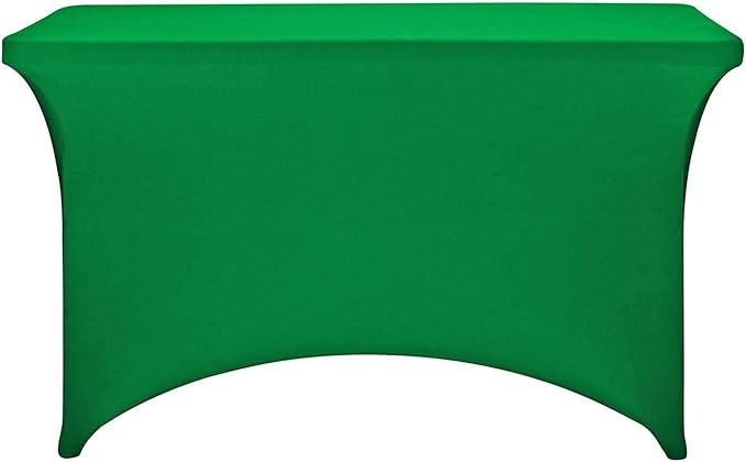 FORLIFE Spandex Fitted Tablecloth - 4ft Rectangular, Universal Stretch Patio Table Cover for Wedding, Banquet, Party (Emerald)
