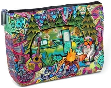 jeilink Hippie Gifts Makeup Bag Funny Hippie Van Hippie Decor Stuff Retro Camper Car Travel Toiletry Bag for Women Best Friends Grandma Mom Sister Coworker Nurse Camping Birthday Christmas Retirement