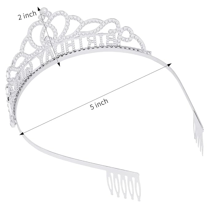 AOPRIE Birthday Crown and Sash for Women - Tiara Headband Princess Crown Rhinestone Happy Birthday Accessories Silver Black