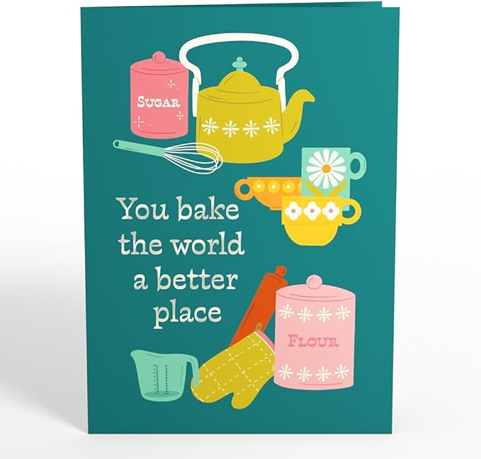 Lovepop Everday Pop-Up Card for Her and Him - 3D Greeting Cards for Boys, Girls, Men, Women - You Bake the World a Better Place - 5" x 7" Card - Blank Notecard and Envelope Included