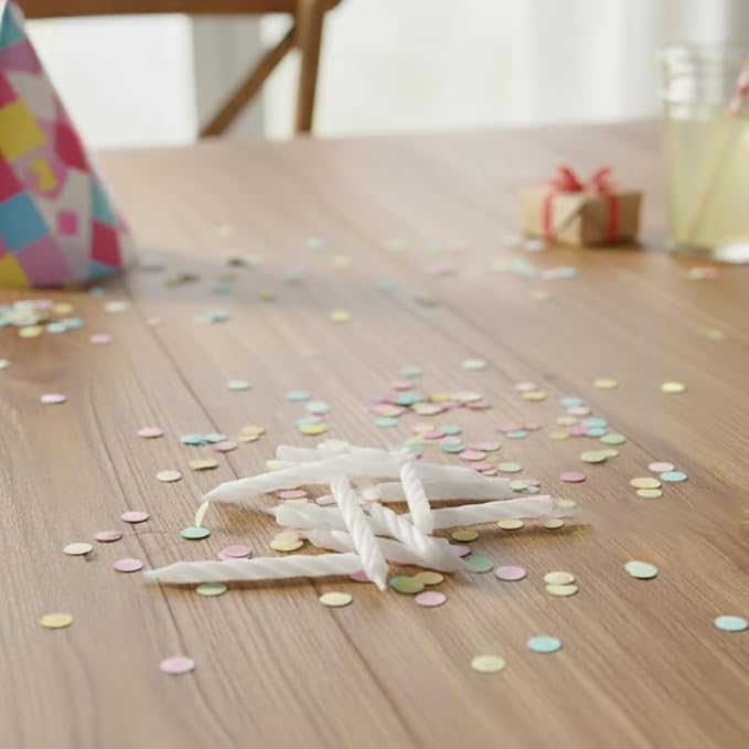 White Birthday Candles Spiral, Candle for Cake, Cupcake, Party Celebration (48 Count)