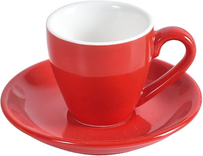 Porcelain Espresso Cup with Saucer, Espresso shot Cup, 80ml/2.7Oz, Red…