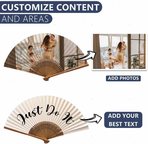 WERWAES 24Pcs Personalized Folding Fan with Custom Photo Hand Held Fans Foldable for Wedding Dancing Saloon Cosplay Party Props Decorative Folding Fans