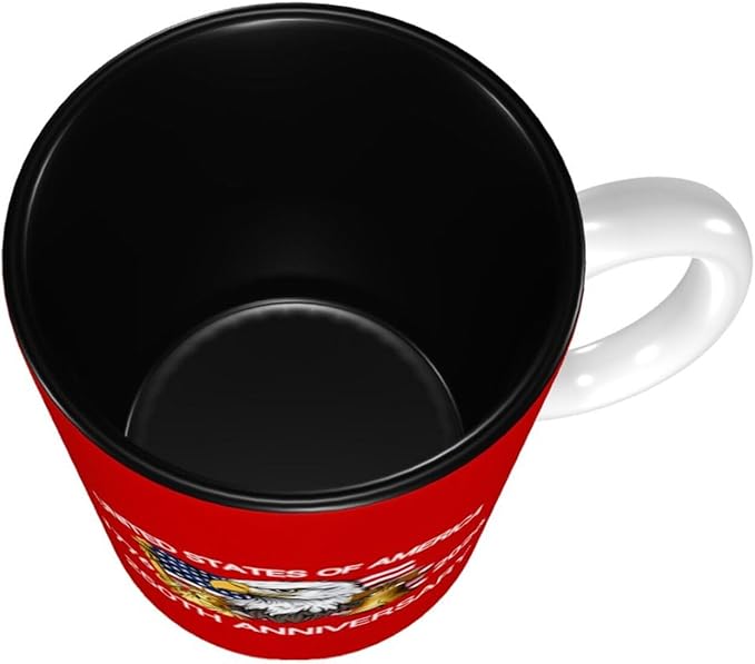 The USA Red 4 250th 11oz Ceramic Mug Cute Coffee Mugs Tea Cup with Handle for Office and Home Gift for Men Women