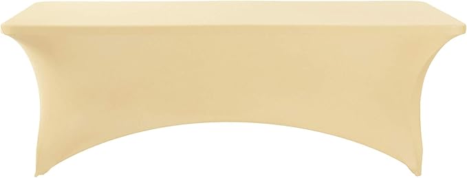 FORLIFE Spandex Table Cover - Fitted 8ft Rectangular Tablecloth, Stretch Patio Table Cover for Wedding, Banquet, Party (Champagne)