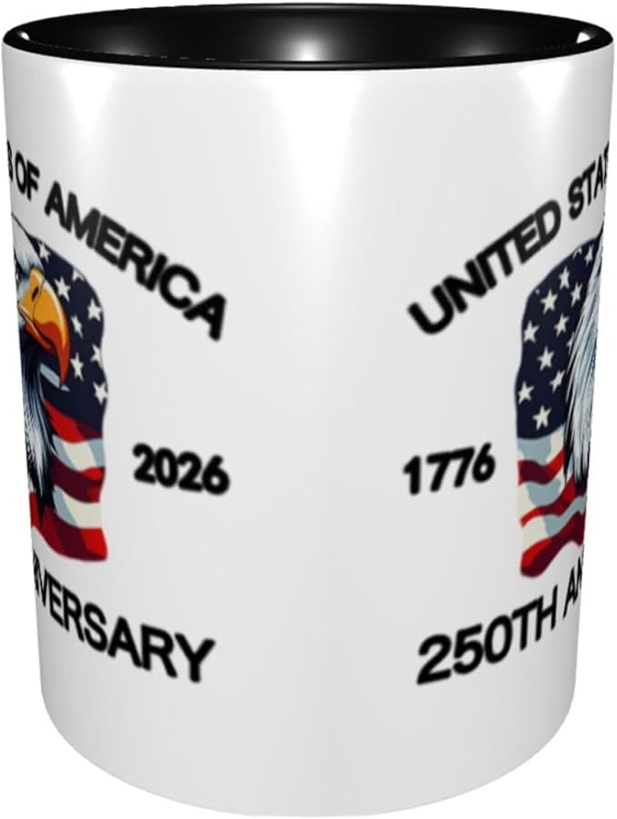 The USA White 3 250th 11oz Ceramic Mug Cute Coffee Mugs Tea Cup with Handle for Office and Home Gift for Men Women