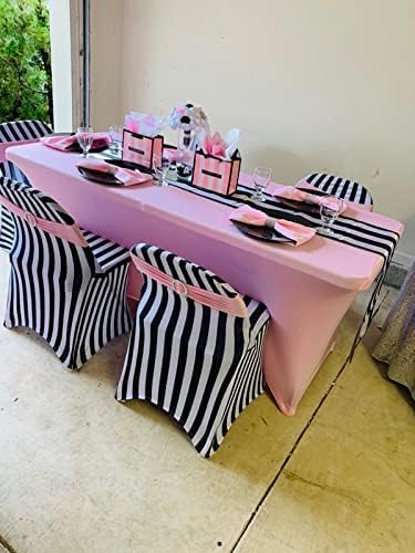 FORLIFE 2Pack Spandex Table Covers，Fitted Tablecloth for Rectangular Tables, Stretch Patio Table Covers, Universal Spandex Table Cover for Wedding, Banquet, Party (6ft, Pink)