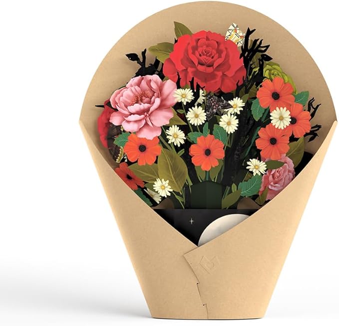 Lovepop Everyday Pop-Up Paper Flower Bouquet for Her, 3D Greeting Cards for, Girls, Women, Sister, Daughter, Mother, Wife - Midnight Florals - 12" Bouquet - Blank Note Card Included