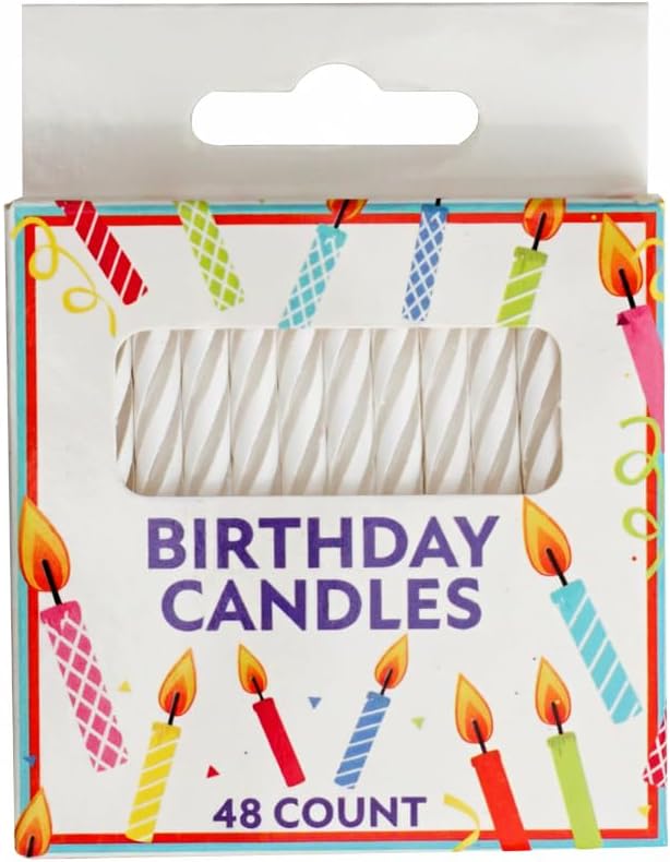 White Birthday Candles Spiral, Candle for Cake, Cupcake, Party Celebration (48 Count)