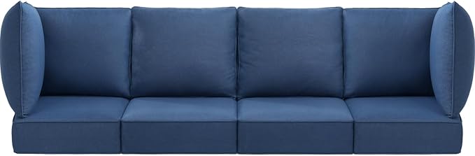Luxury 24x24x6 Outdoor Chair Cushions Set of 4 - Water-Repellent 10-Piece Cushion Set for Outside Wicker Loveseat Chair Sectional L-Shape Sofa Patio Conversation Sets - Navy Blue/Classic