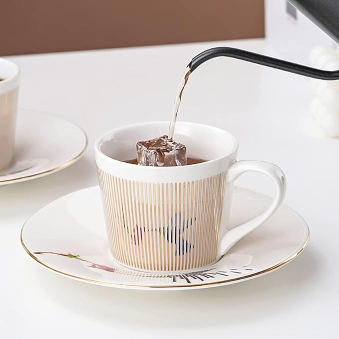 Mirror Cups and Saucers, Mirror Reflection coffee mug, Reflection Coffee Cup, Tea Cups and Saucers Sets for Women Wedding Party Afternoon Tea （Butterfly）