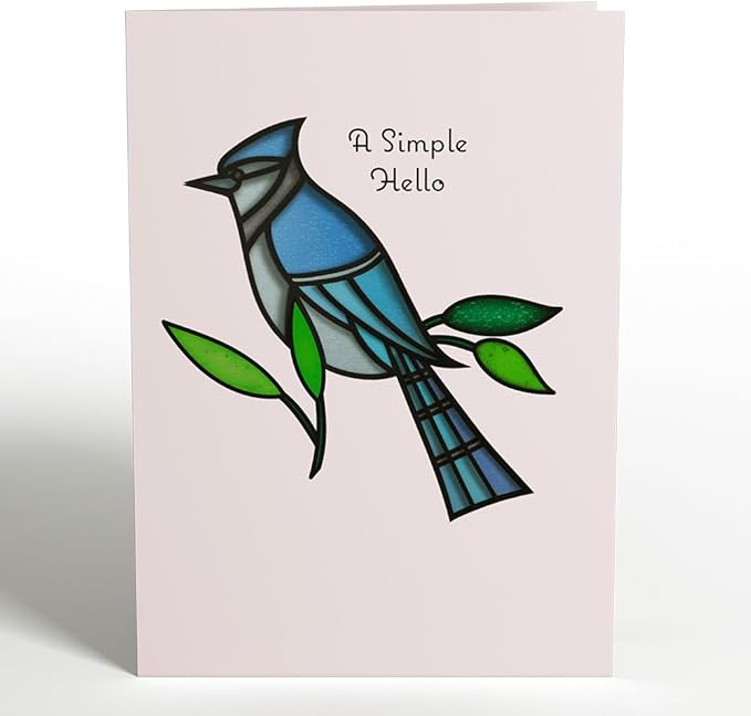 Lovepop Everyday Suncatcher Card for Her and Him - 3D Greeting Cards for Boys, Girls, Men, Women - Simple Hello Blue Jay - 5" x 7" Card - Blank Notecard & Envelope Included