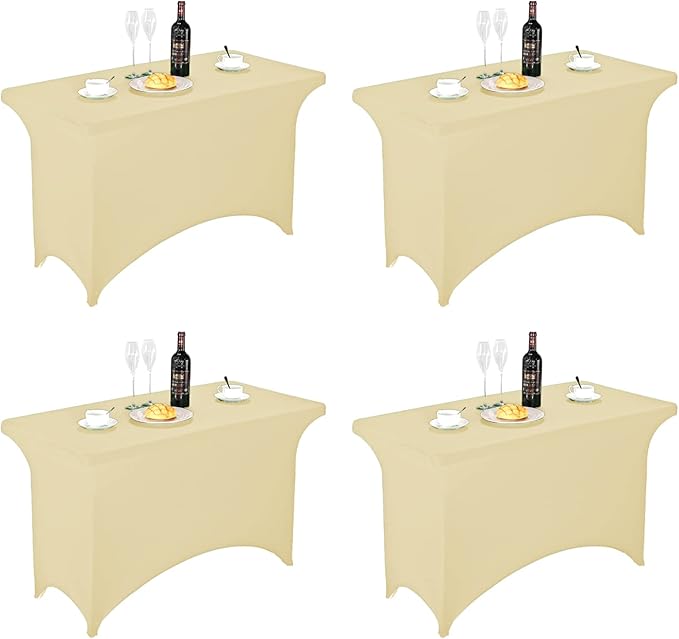 FORLIFE Spandex Table Covers - 4ft Fitted Tablecloth for Rectangular Tables, Universal Stretch Patio Covers for Wedding, Banquet, Party