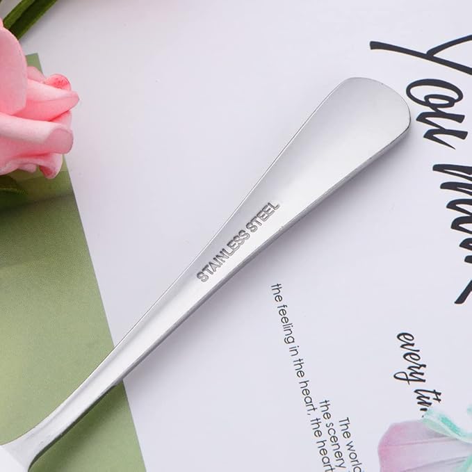 Silver Unique Pattern Design Coffee Espresso Spoons Mini, Mingcheng Stainless Steel Small Teaspoons Silverware Set of 12, BISDARUN 5.5 Inches Food Spoons for Demitasse Dessert Tea
