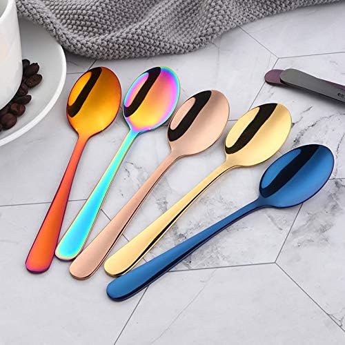 Buyer Star Nice 8-color Teaspoons 5.5-Inch Stainless Steel Mini Coffee Spoons Sugar Demitasse Espresso Spoons