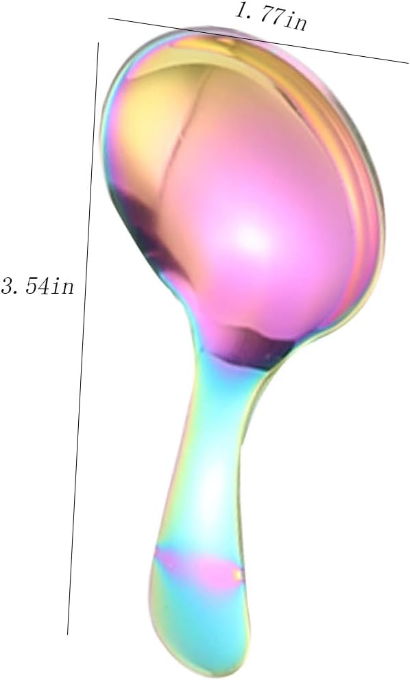 6 Pcs Stainless Steel Mini Spoon Short Handle Small Round Suitable For Dessert, Tea, Coffee, Cake, Sugar, Ice Cream Coffee Tea Spoon. (Phantom A)