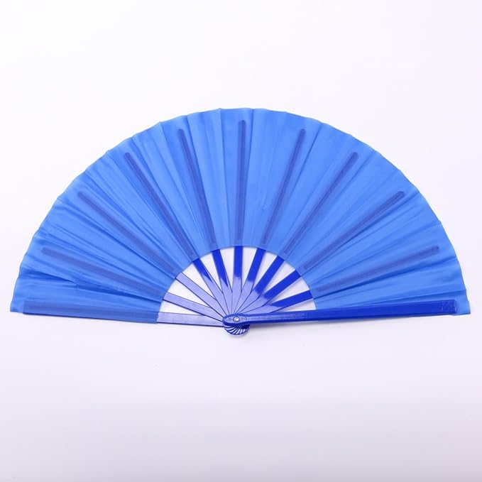 Plastic 13inch Large Rave Fan Popping Fan Clacking Fans for Line Dancing,Hand Fans for Women Foldable,Outdoor,Wedding,Party (Blue-4)
