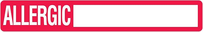 Allergic Chart Label 6-1/2” x 1” White Red Doctor Stuff Handwritten Alert Sticker Permanent Adhesive 100 Stickers/Box for Medical Charting and Triage