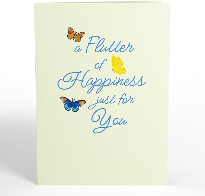 Lovepop Everyday Pop-Up Card with Mini Paper Bouquet for Her and Him - 3D Greeting Cards for Boys, Girls, Men, Women - Flutter of Happiness - 5" x 7 Card - Blank Note Card & Envelope Included