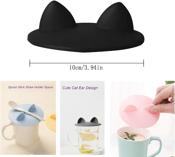 Couple Gifts “I Go Well With Drama” & “I'm The Calm To Your Chaos” 11 Oz Ceramic Coffee Mugs with Cat Ear Silicone Lids – Matching Mugs for Couples, Wedding, Anniversary, Engagement Gift