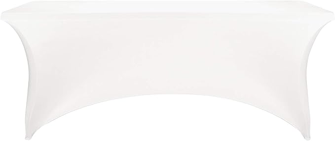 FORLIFE Spandex Table Covers，Fitted Tablecloth for Rectangular Tables, Stretch Patio Table Covers, Universal Spandex Table Cover for Wedding, Banquet, Party (6ft, White)