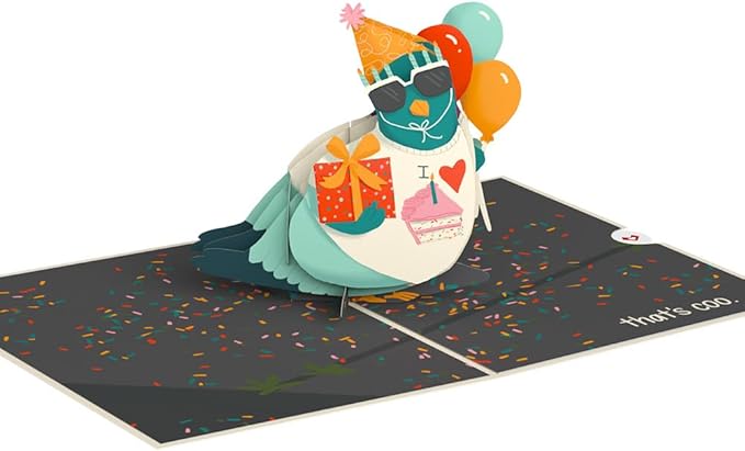 Lovepop Birthday Pop-Up Card for Her and Him - 3D Greeting Cards for Boys, Girls, Men, Women - ‘That’s Coo’ Funny Pigeon - 5" x 7" Card - Blank Notecard and Envelope Included