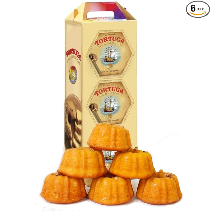 Tortuga Caribbean Rum Cake Gift Set – 6 Pack of Classic Golden Original 4 oz – Authentic Dessert Snack Cakes Bakery Fresh, Moist & Flavored with Premium Aged Rum - Mini Cakes for Delivery