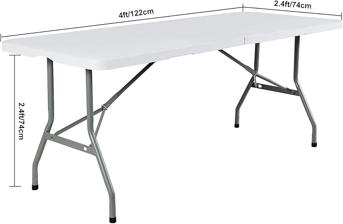 FORLIFE Fitted Spandex Table Cover - 4ft Rectangular, Stretch Patio Table Cover for Wedding, Banquet, Party (White)