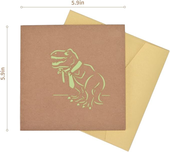 Pop Up Card with Dinosaur Design, Handmade 3D Popup Birthday Cards for Daughter, Son, Nephew, Niece, Kids on any Occasion