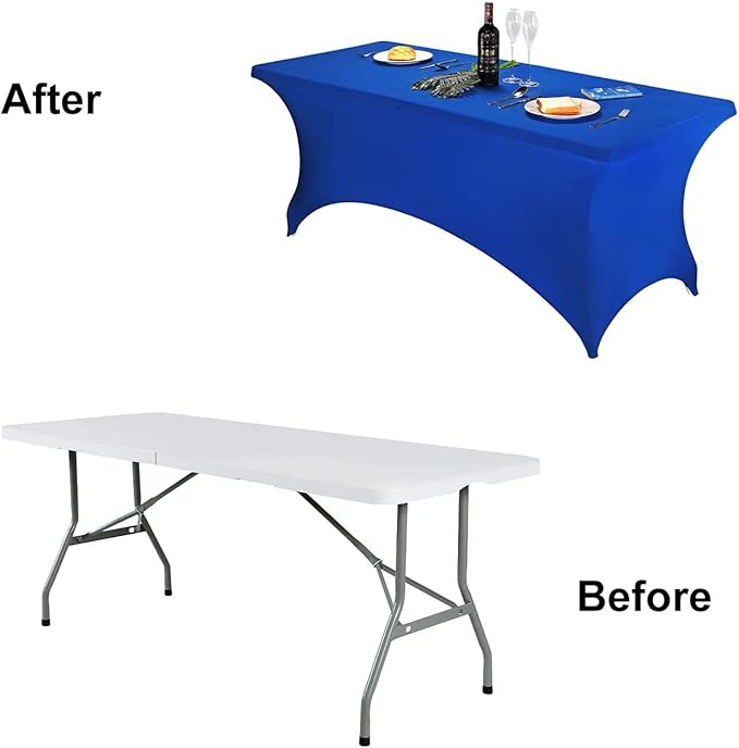FORLIFE Spandex Table Covers，Fitted Tablecloth for Rectangular Tables, Stretch Patio Table Covers, Universal Spandex Table Cover for Wedding, Banquet, Party (8ft, Royal)