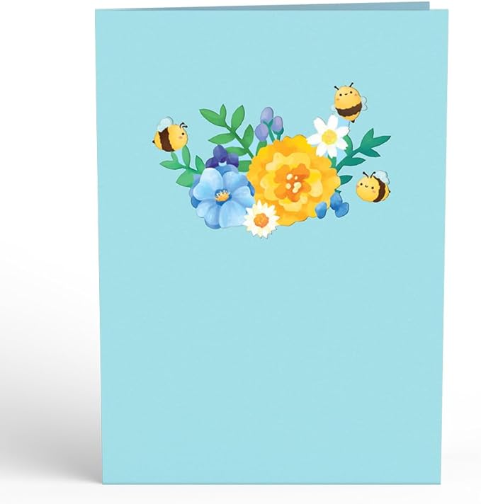 Lovepop Bee-utiful Flower Basket Everyday Card for her, 5" x 7" Premium pop-up