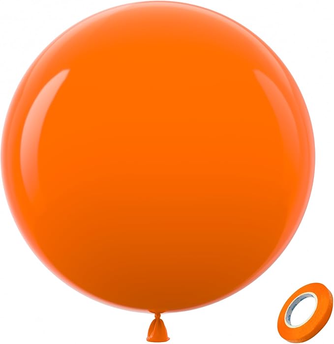 Bezente Orange Giant Balloons 36 Inch - 8 Pack Jumbo Large Round Light Orange Latex Balloon for Photo Shoot Birthday Graduation Bridal Shower Halloween Party Decorations