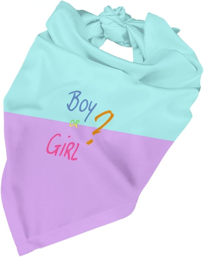 He Or She What Will It Be? Gender Reveal/Baby Announcement Dog Bandana,Pet Neckerchief for Pets Daily Wear Photo Prop Party Supplies (Pink/Blue-2)