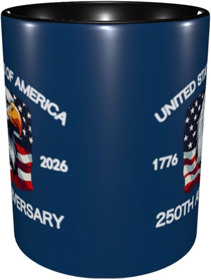 The USA Blue 3 250th 11oz Ceramic Mug Cute Coffee Mugs Tea Cup with Handle for Office and Home Gift for Men Women
