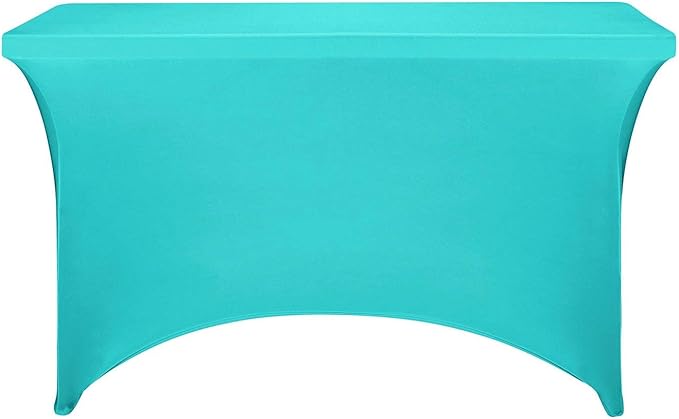 FORLIFE 2Pack Spandex Table Covers，Fitted Tablecloth for Rectangular Tables, Stretch Patio Table Covers, Universal Spandex Table Cover for Wedding, Banquet, Party (4ft, Turquoise)