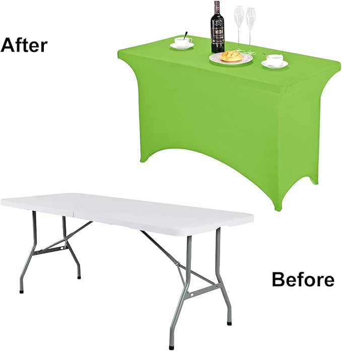 FORLIFE Spandex Table Cover - Fitted 4ft Rectangular Tablecloth, Stretch Patio Cover, Universal for Wedding, Banquet, Party (Apple Green)