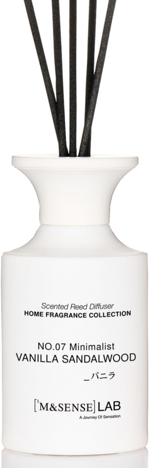 M&SENSE Reed Diffuser Set, 10.14 fl oz Large Reed Diffuser, Vanilla Sandalwood Scented with Natural Essential Oils, Long Lasting with 7 Sticks, Non-Toxic Home Fragrance Reed Diffuser for Bedroom