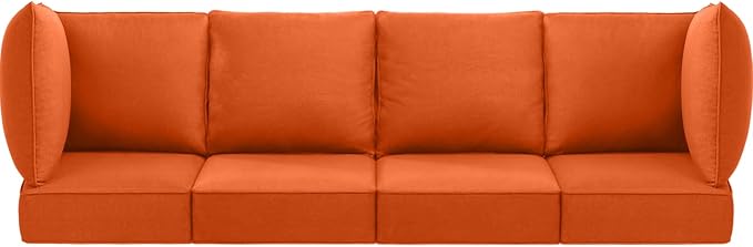 Luxury 24x24x6 Outdoor Chair Cushions Set of 4 - Water-Repellent 10-Piece Cushion Set for Outside Rattan Wicker Loveseat Chair Sectional L-Shape Sofa Patio Conversation Sets - Orange/Classic