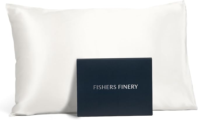 Fishers Finery 25mm 100% Pure Mulberry Silk Pillowcase (White Queen)