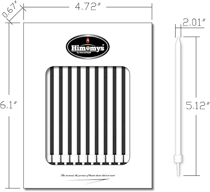 Long Thin White Birthday Candles for Cake Topper 24 Counts with Holders Cake and Cupcake Decorations (24, Pure White)