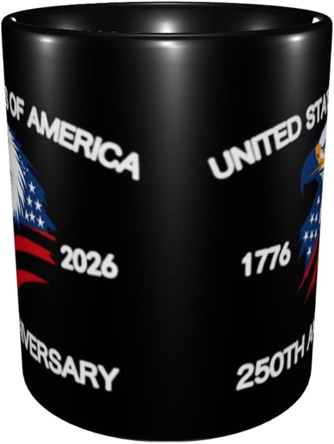 The USA Black 1 250th 11oz Ceramic Mug Cute Coffee Mugs Tea Cup with Handle for Office and Home Gift for Men Women