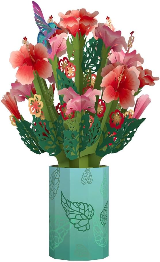 Lovepop Everyday Pop-Up Card for Her and Him - 3D Pop-Up Bouquet Greeting Cards for Men, Women - Hibiscus - 12" x 8.5" Floral Bouquet - Blank Note Card Included