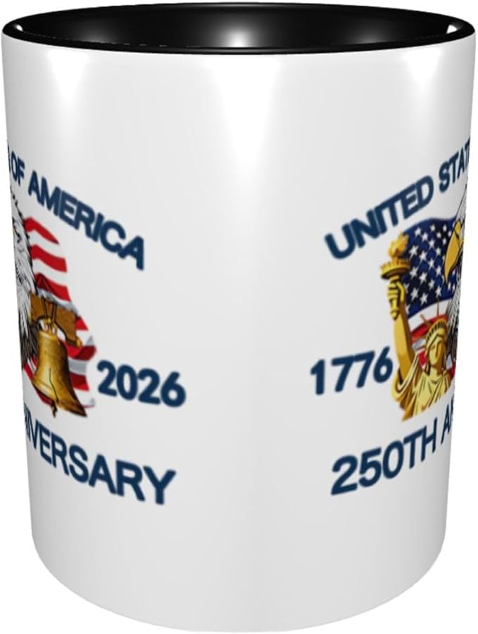 The USA White 4 250th 11oz Ceramic Mug Cute Coffee Mugs Tea Cup with Handle for Office and Home Gift for Men Women