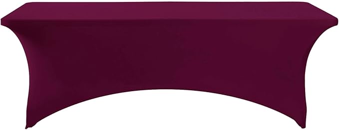 FORLIFE Spandex Table Cover - Fitted 8ft Rectangular Tablecloth, Stretch Patio Cover, Universal for Wedding, Banquet, Party (Burgundy)