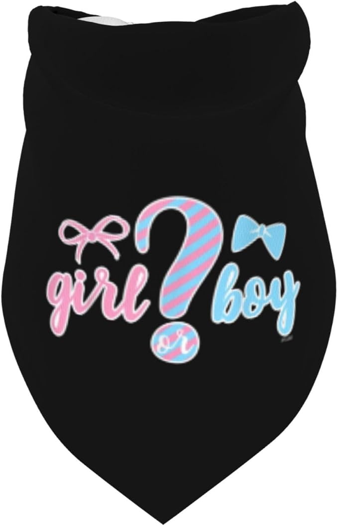 He Or She What Will It Be? Gender Reveal/Baby Announcement Dog Bandana,Pet Neckerchief for Pets Daily Wear Photo Prop Party Supplies (Black)