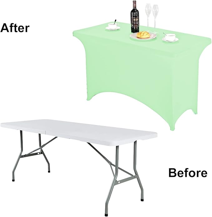 FORLIFE Spandex Table Cover - Fitted 4ft Rectangular Tablecloth, Stretch Patio Cover, Universal for Wedding, Banquet, Party (Mint)