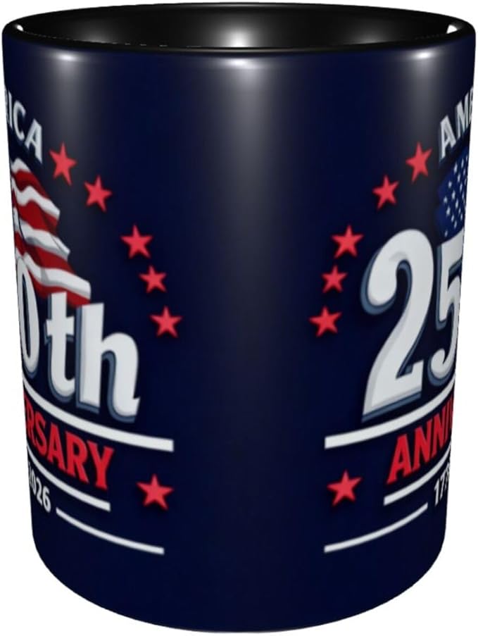 USA Flag 4 250th 11oz Ceramic Mug Cute Coffee Mugs Tea Cup with Handle for Office and Home Gift for Men Women
