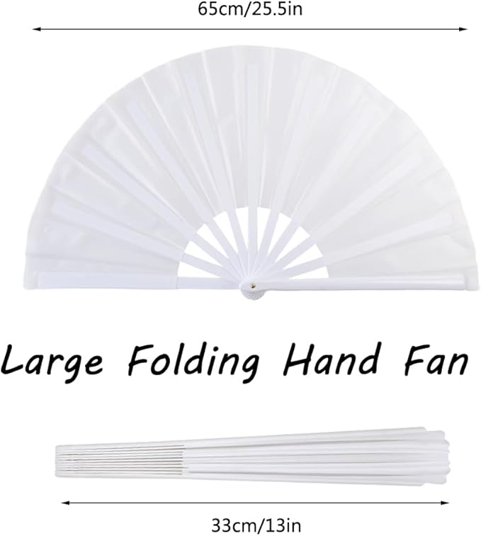 4 Pack Large Folding Hand Fan, Plastic Hand Held Folding Fans Chinese Kung Fu Hand Fan Decorative Folding Fans for Dance, Performance, Festival or Home Decorations(Black&White)