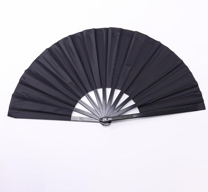 Plastic 13inch Large Rave Fan Popping Fan Clacking Fans for Line Dancing,Hand Fans for Women Foldable,Outdoor,Wedding,Party (Black-4)