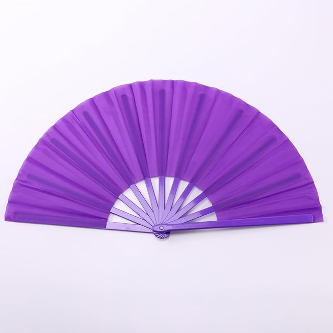 Plastic 13inch Large Rave Fan Popping Fan Clacking Fans for Line Dancing,Hand Fans for Women Foldable,Outdoor,Wedding,Party (Purple-4)